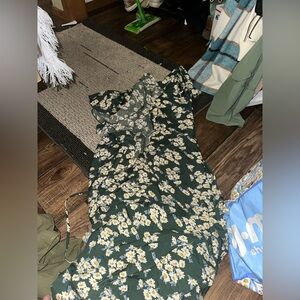 Cupshe Green Floral Dress/ swimsuit cover up